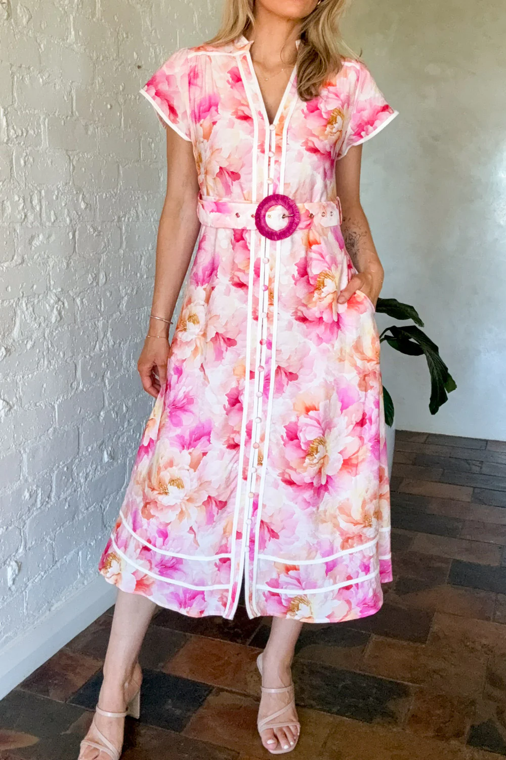 Botanic Dress  - Pink Orange Floral - Image 4
