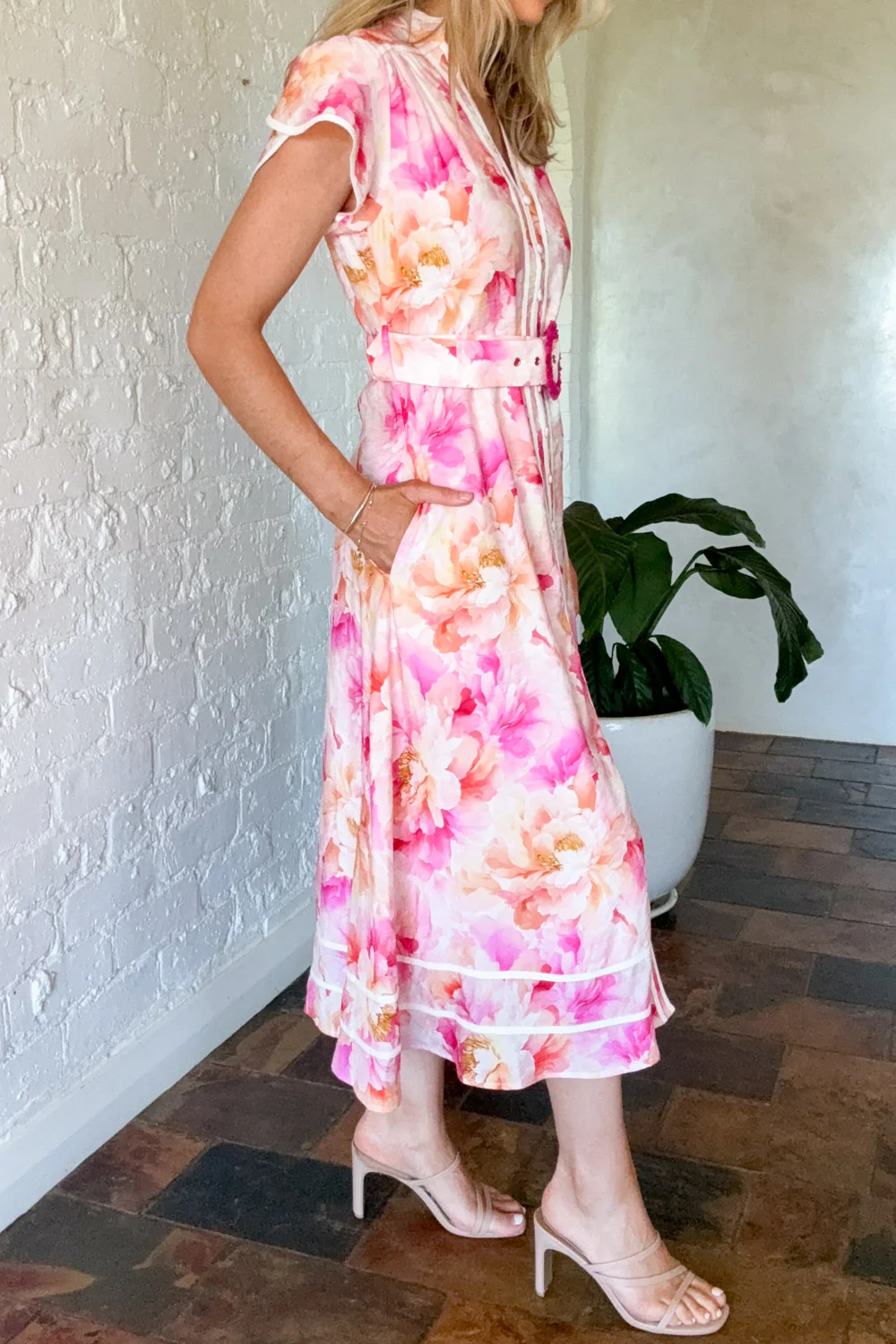 Botanic Dress  - Pink Orange Floral - Image 5