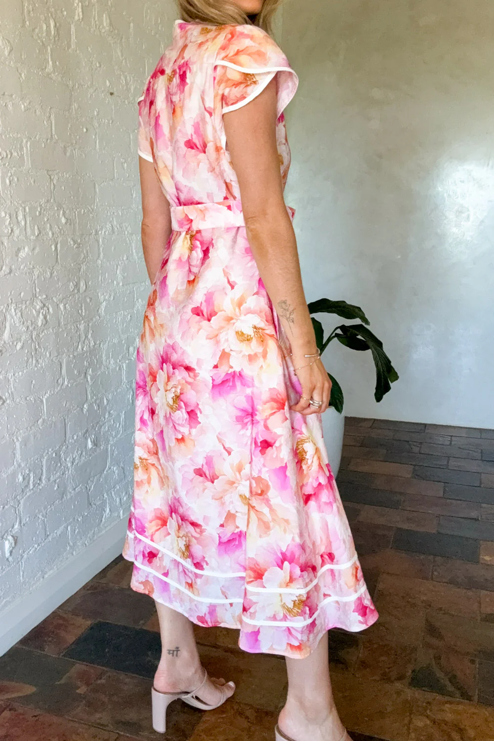 Botanic Dress  - Pink Orange Floral - Image 6