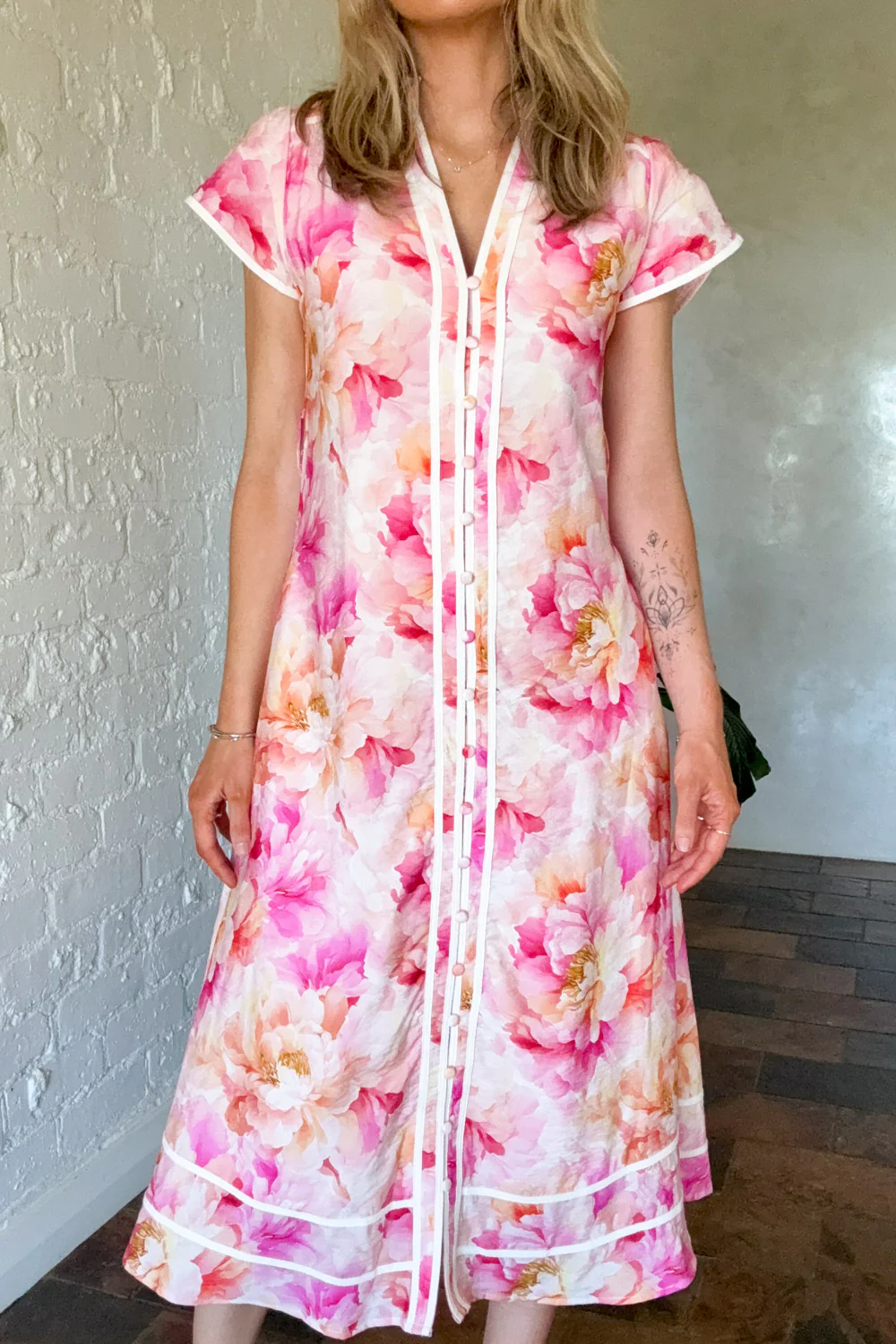 Botanic Dress  - Pink Orange Floral - Image 7