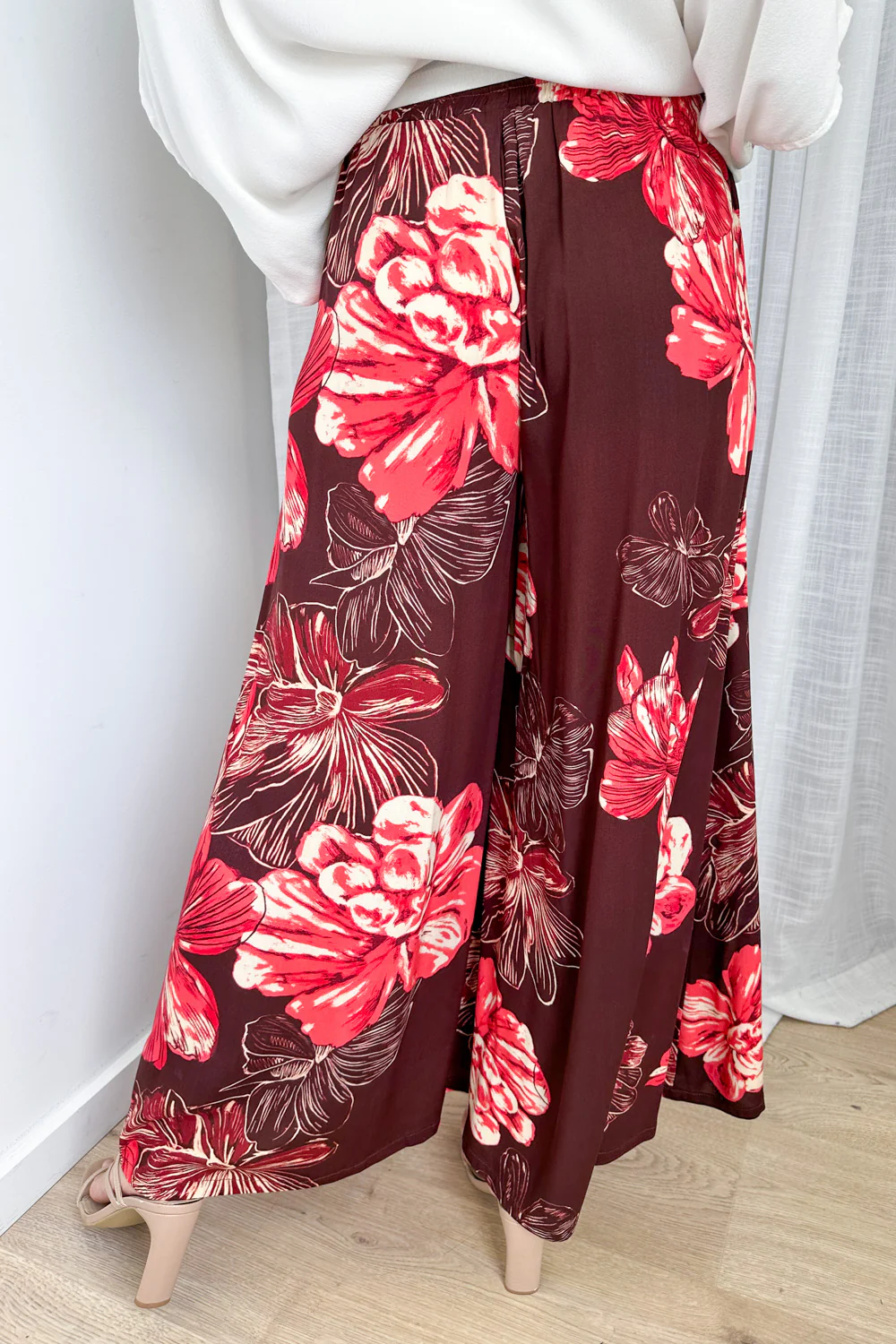 Brooke Pants - Burgundy Red Flower - Image 6