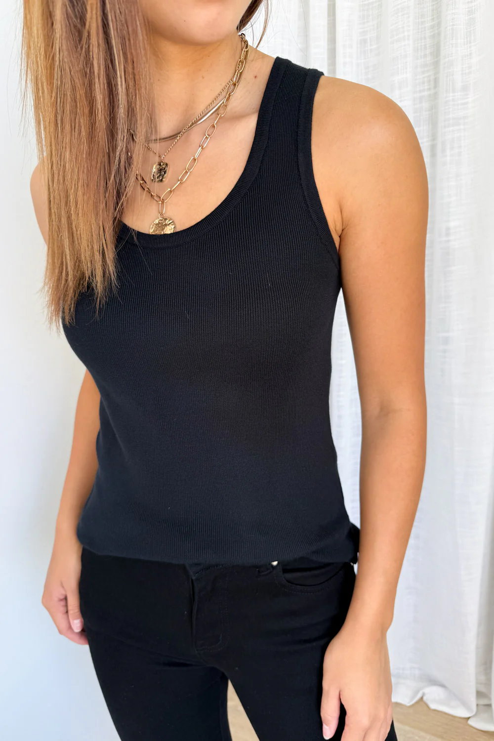 Cali Knit Tank - Black - Image 2
