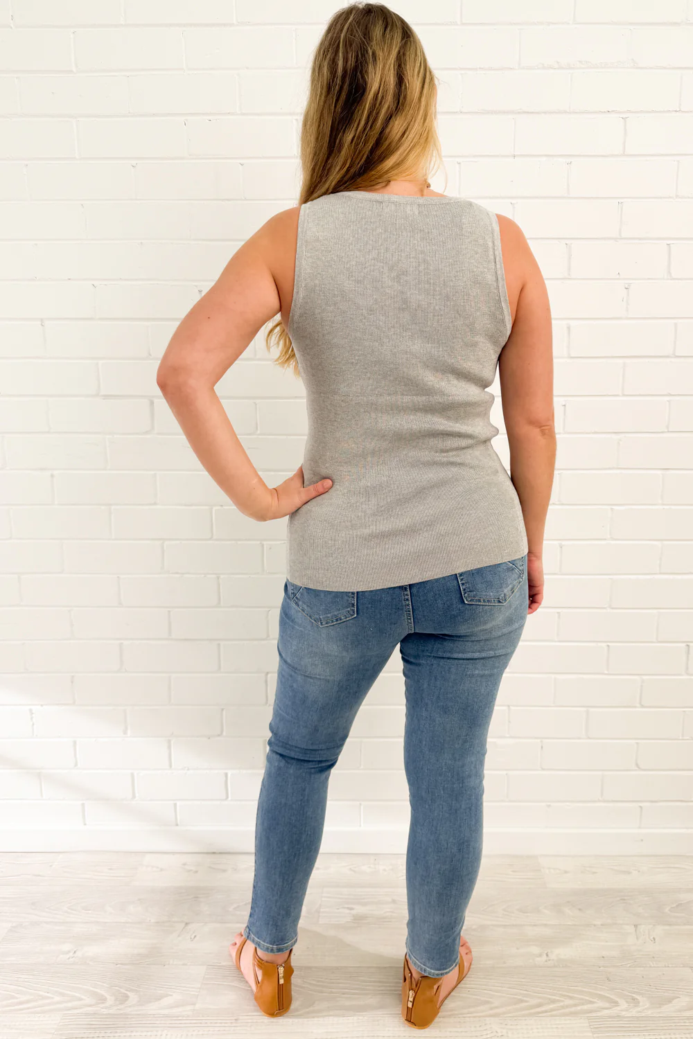 Cali Knit Tank - Grey Marle - Image 11