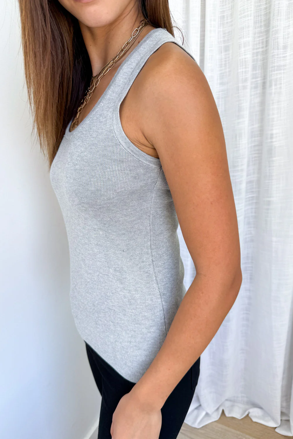 Cali Knit Tank - Grey Marle - Image 4