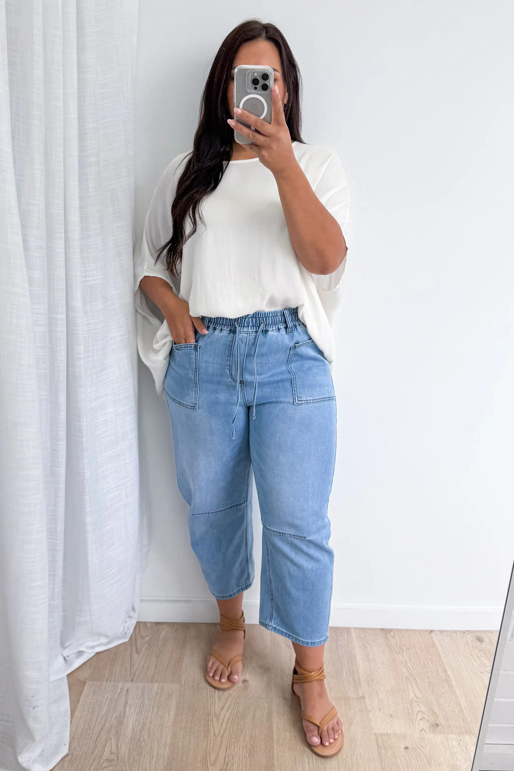 Camilla Crop Barrel Leg Jeans - Light Denim - Image 10