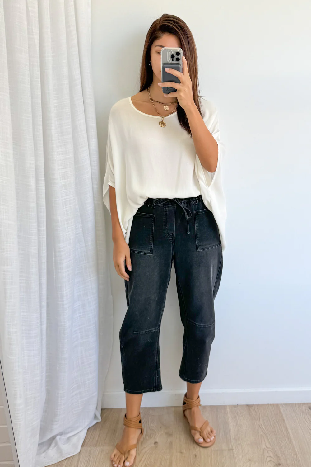 Camilla Crop Barrel Leg Jeans - Black Denim - Image 8