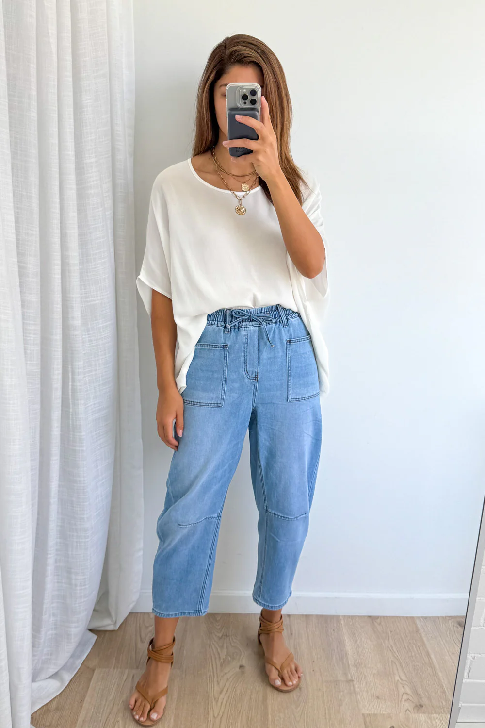 Camilla Crop Barrel Leg Jeans - Light Denim - Image 5