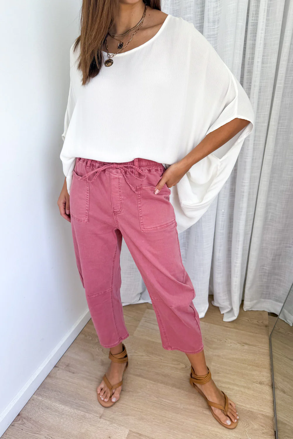 Camilla Crop Barrel Leg Jeans - Rose Denim - Image 3