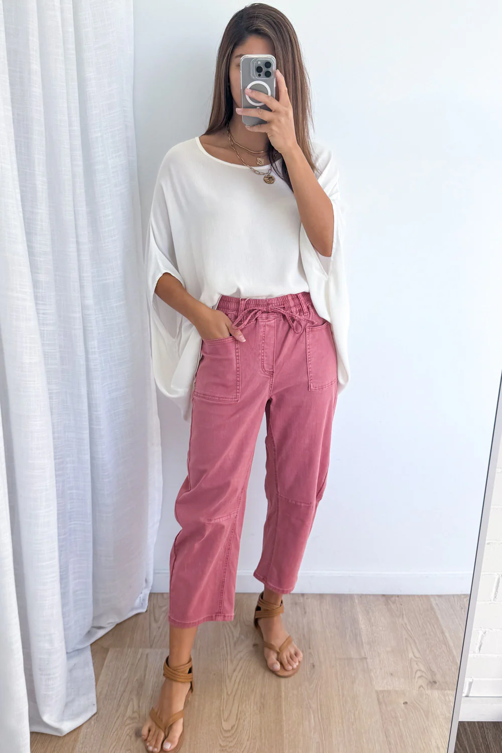 Camilla Crop Barrel Leg Jeans - Rose Denim - Image 6