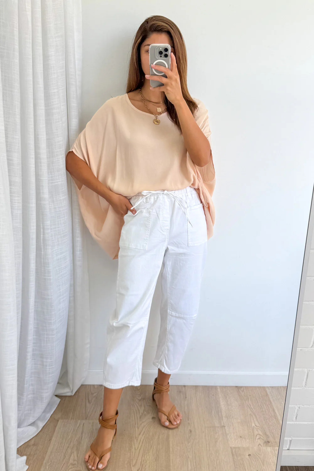 Camilla Crop Barrel Leg Jeans - White Denim - Image 6