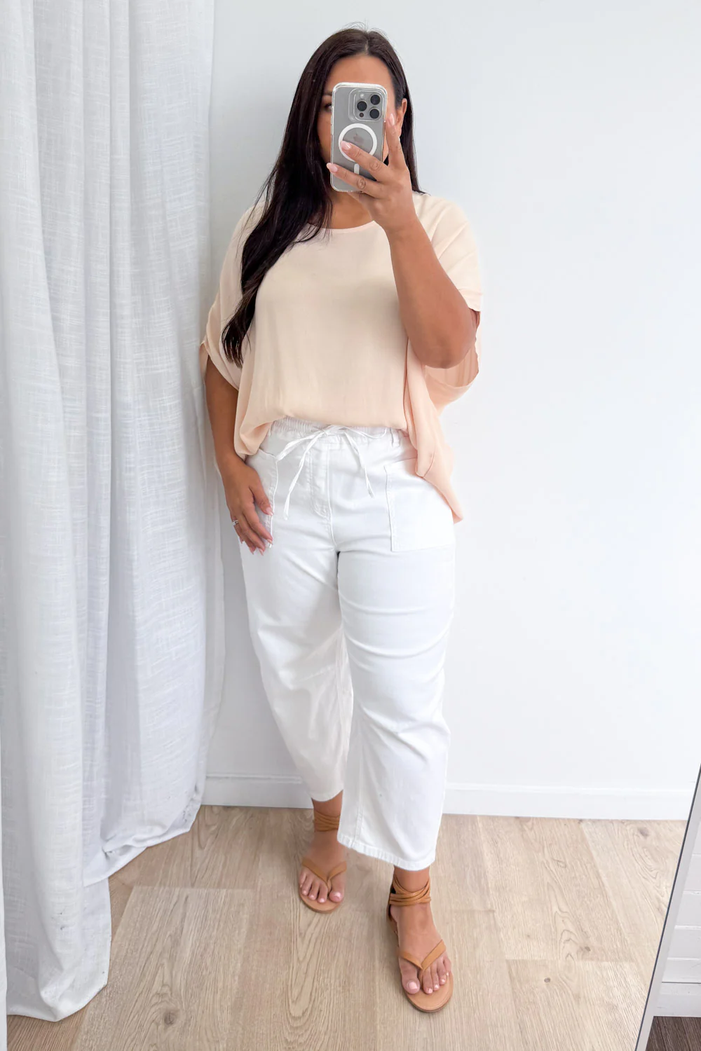 Camilla Crop Barrel Leg Jeans - White Denim - Image 8
