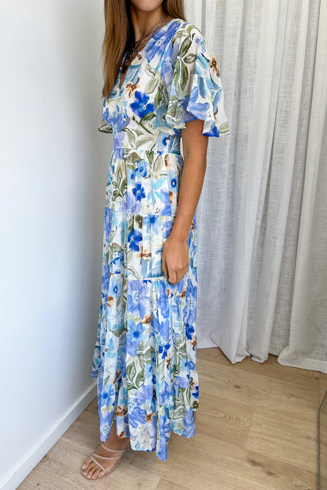 Carys Dress - Blue Multi Floral - Image 2