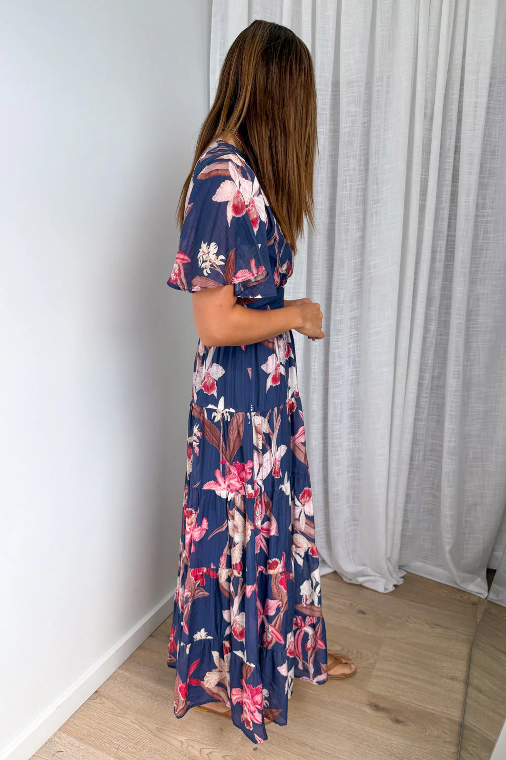 Carys Dress - Navy Chocolate Leaf - Image 3