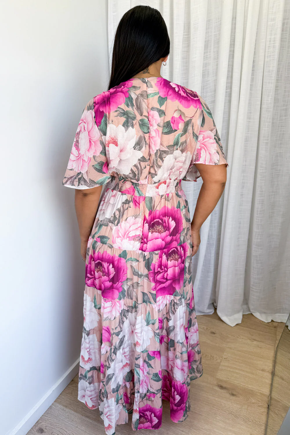 Carys Dress - Peach Magenta Bloom - Image 10