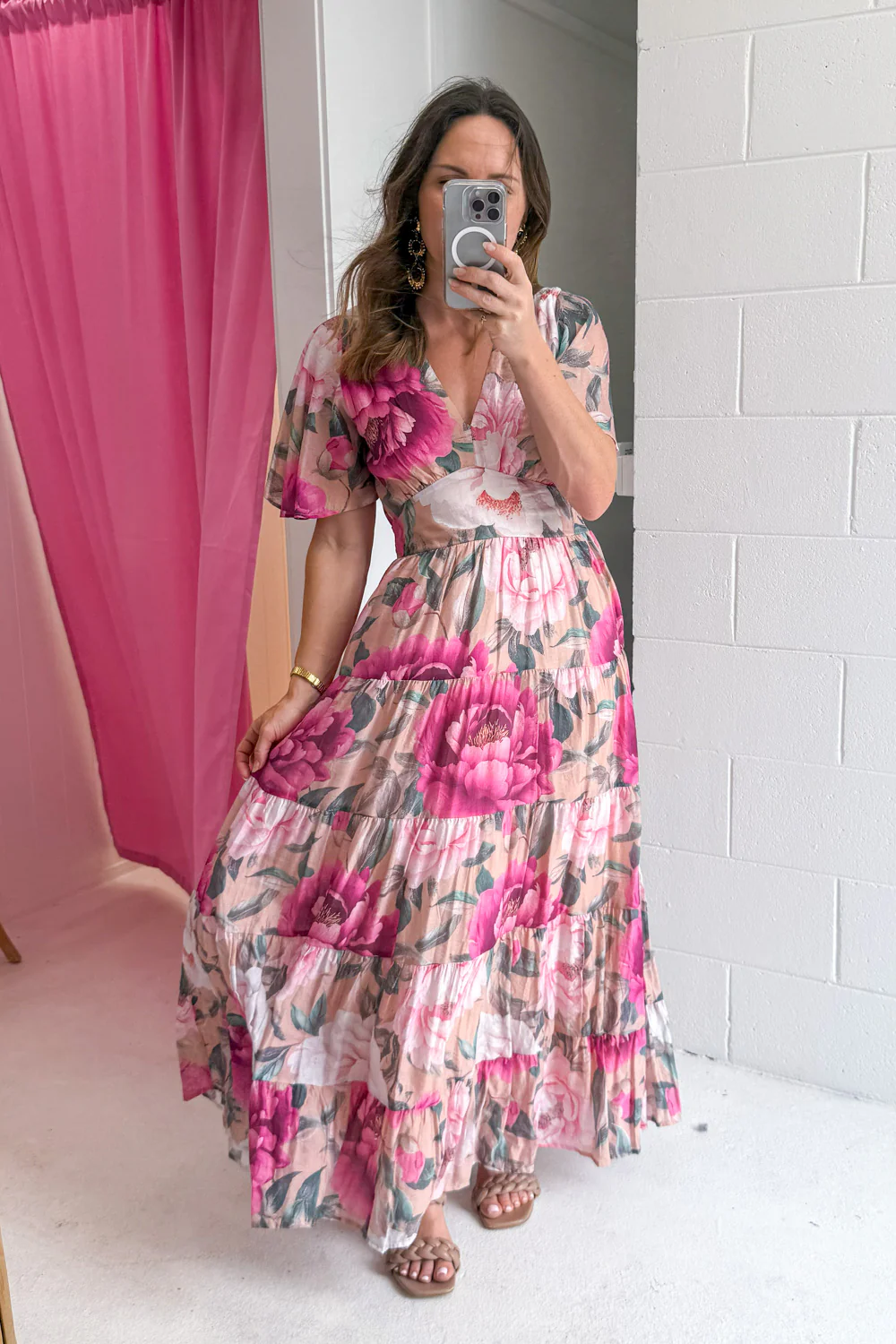 Carys Dress - Peach Magenta Bloom - Image 12