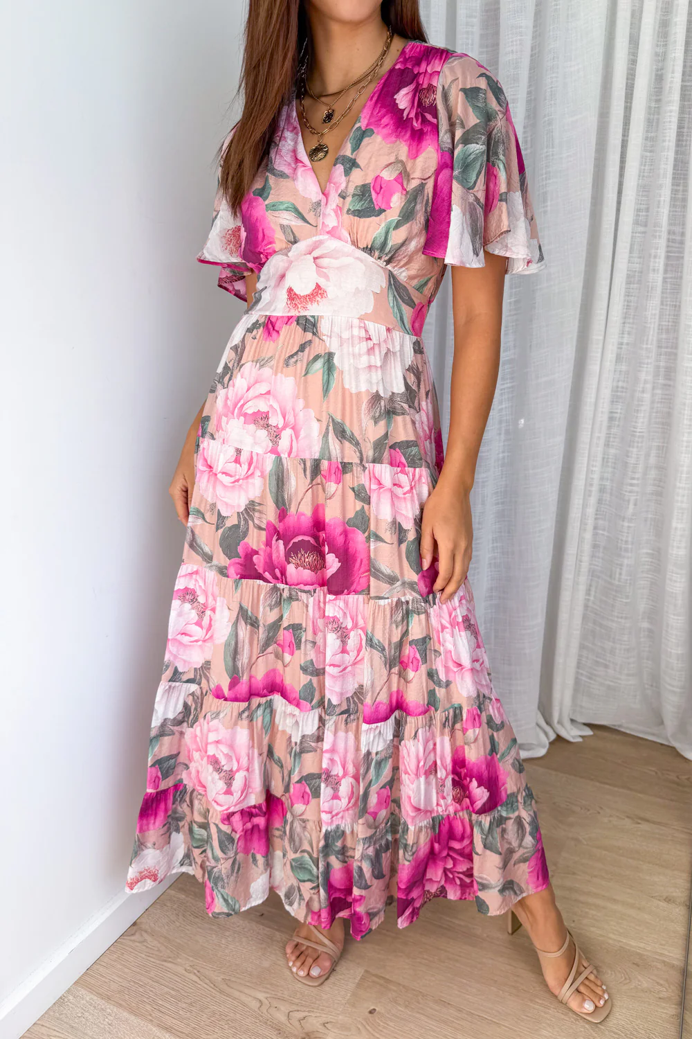 Carys Dress - Peach Magenta Bloom - Image 2