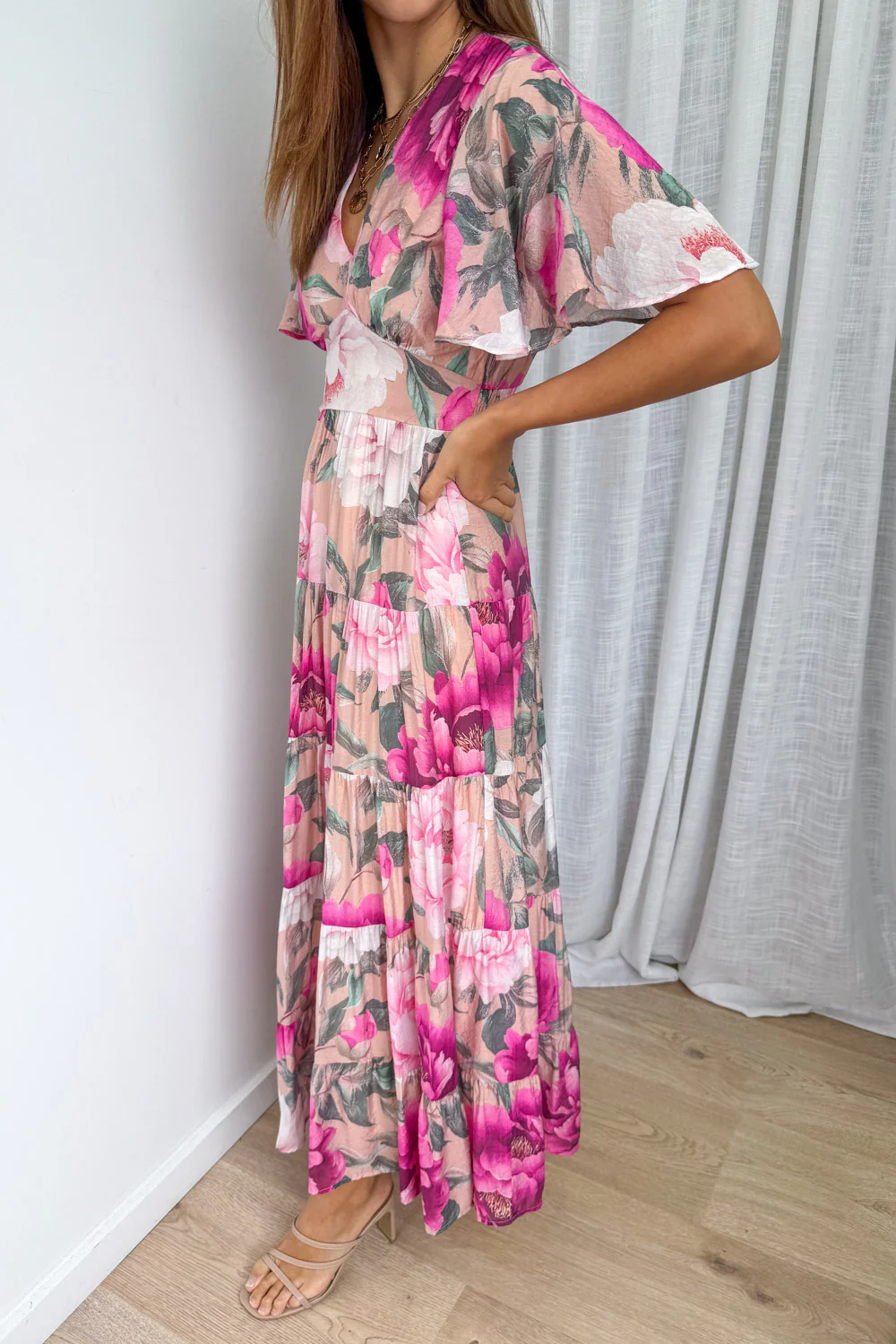 Carys Dress - Peach Magenta Bloom - Image 4