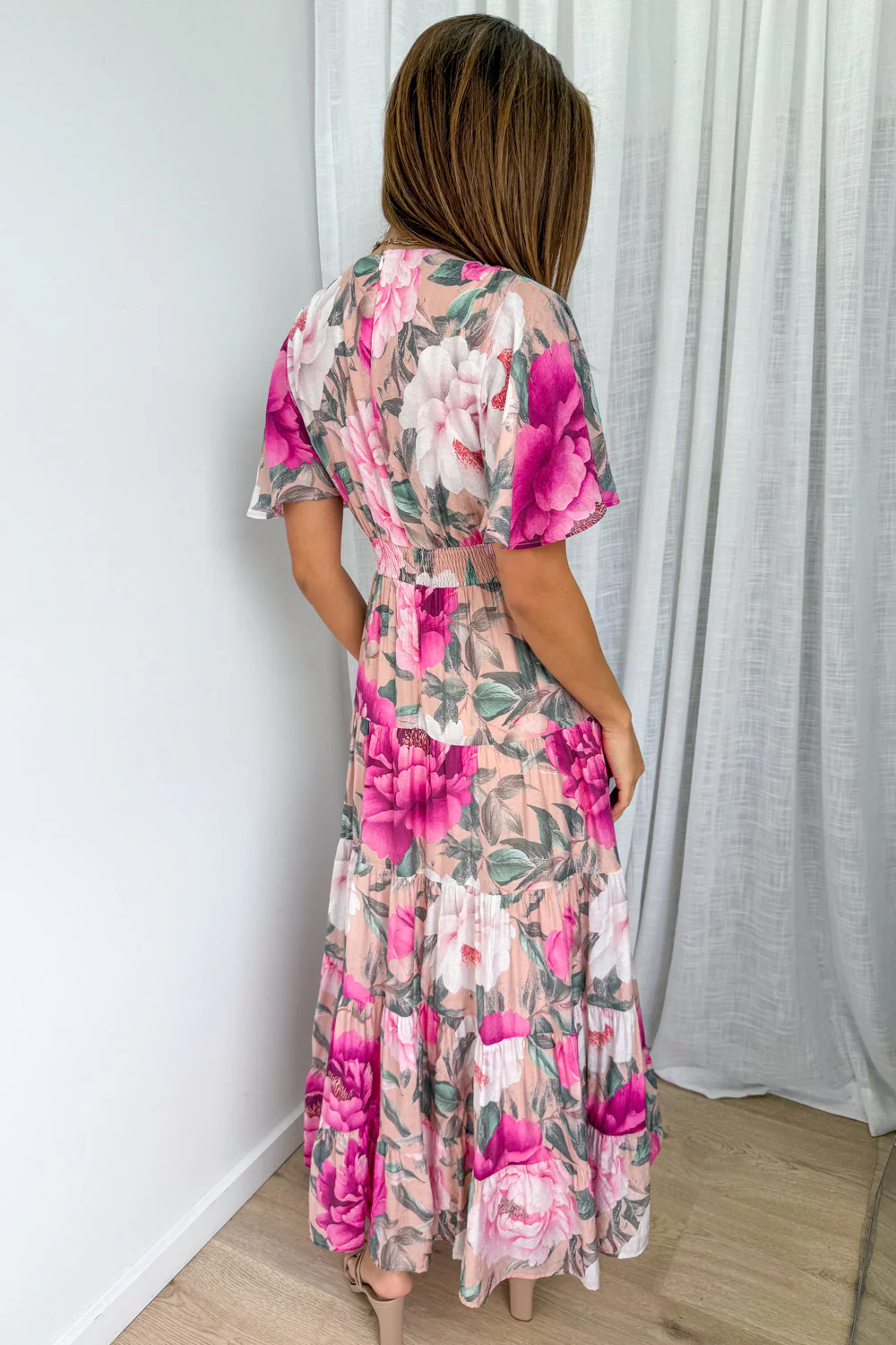Carys Dress - Peach Magenta Bloom - Image 6