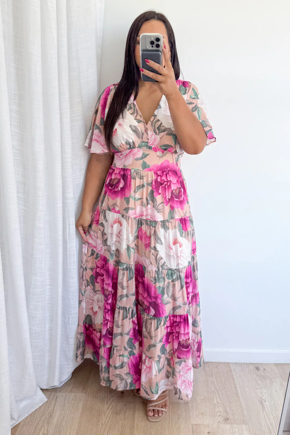 Carys Dress - Peach Magenta Bloom - Image 7