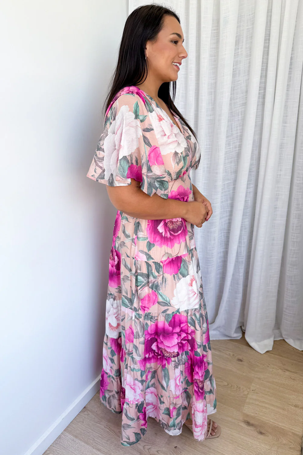 Carys Dress - Peach Magenta Bloom - Image 9