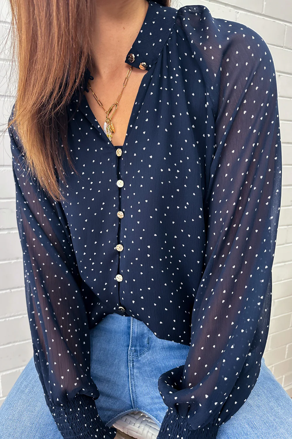 Chante Blouse - Navy Heart - Image 2