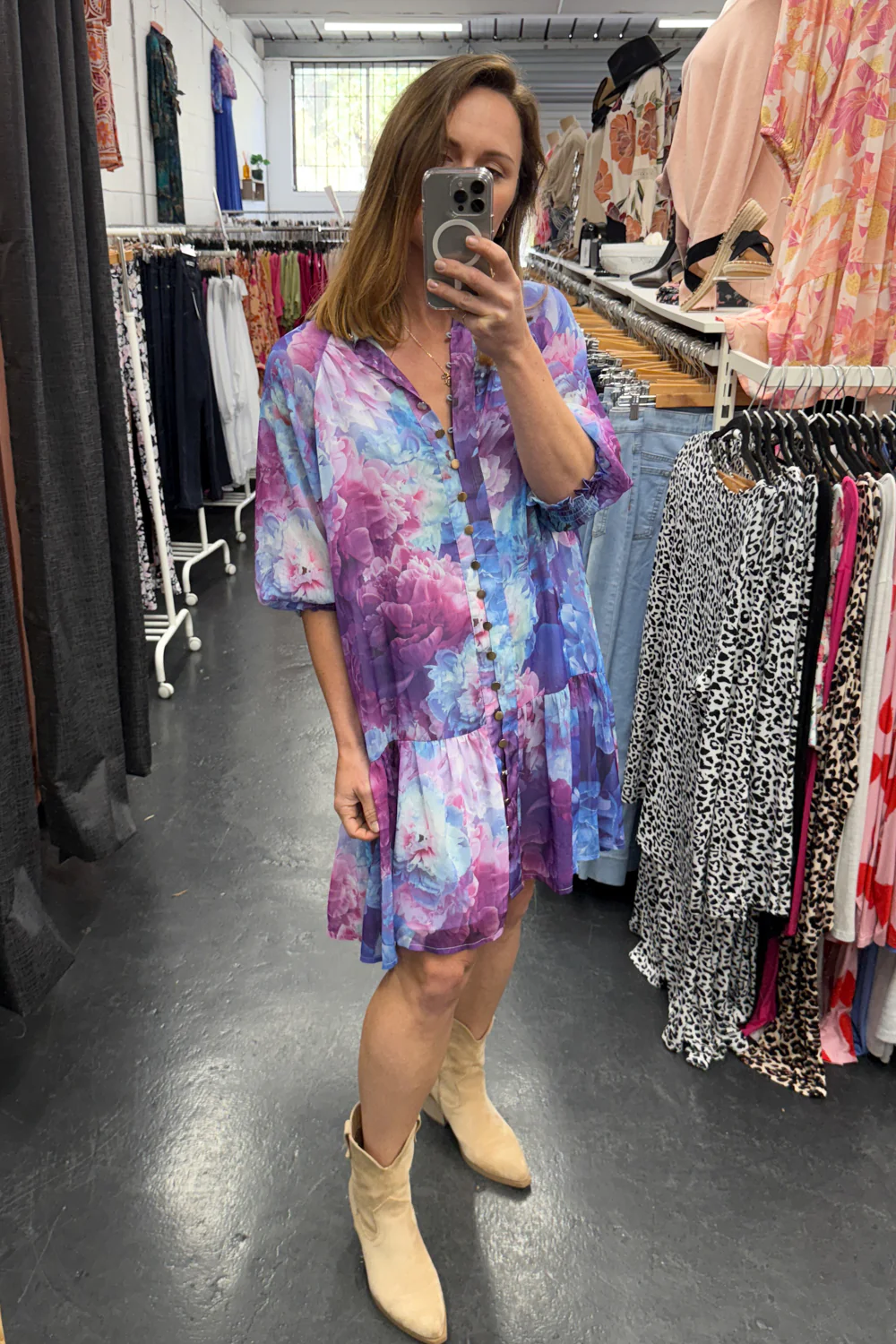 Chantilly Dress - Purple Blue Floral - Image 6