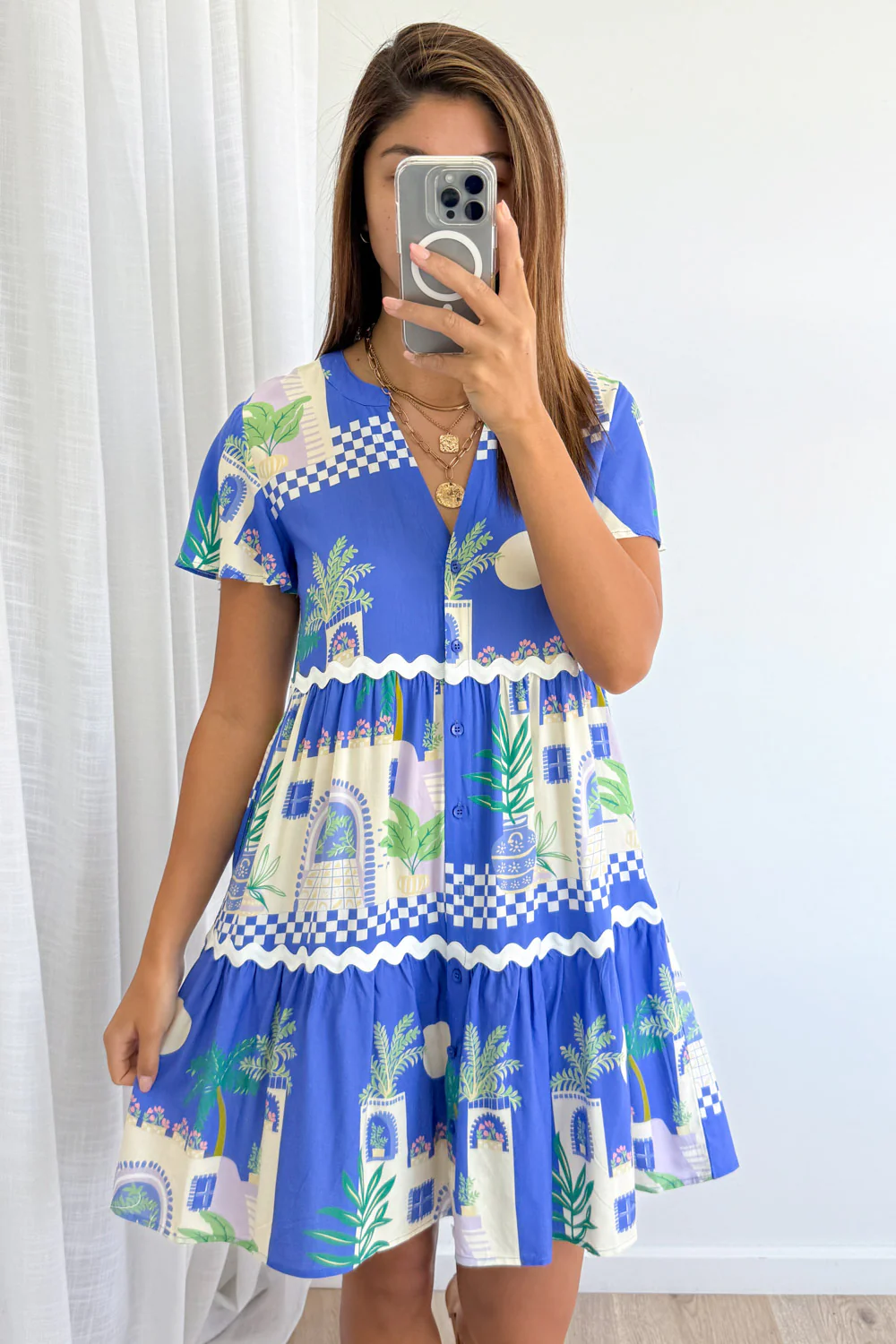 Chelsea Dress - Blue Villa Print - Image 2