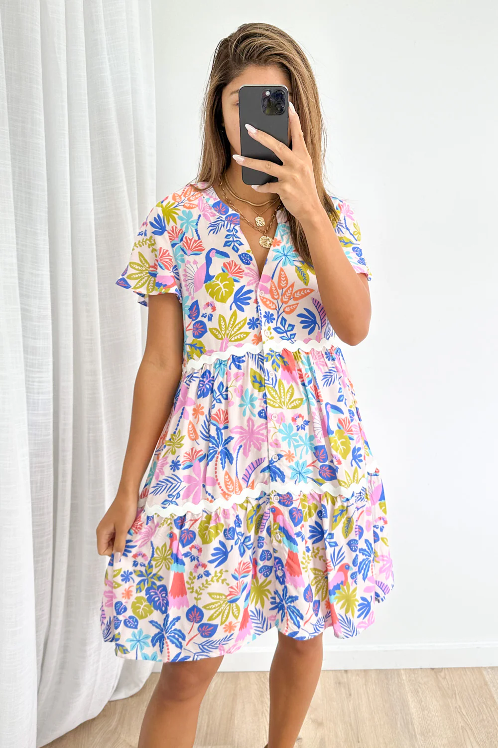 Chelsea Dress - Pink Multi Palm - Image 6