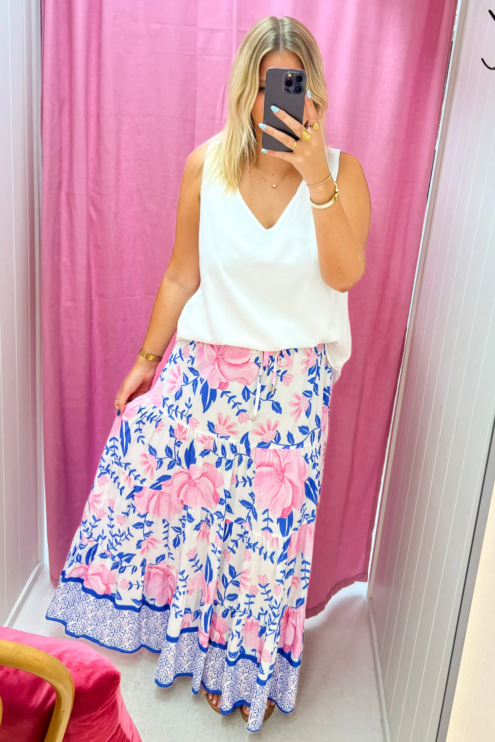 Citra Bloom Skirt - Blossom Blue Print - Image 9