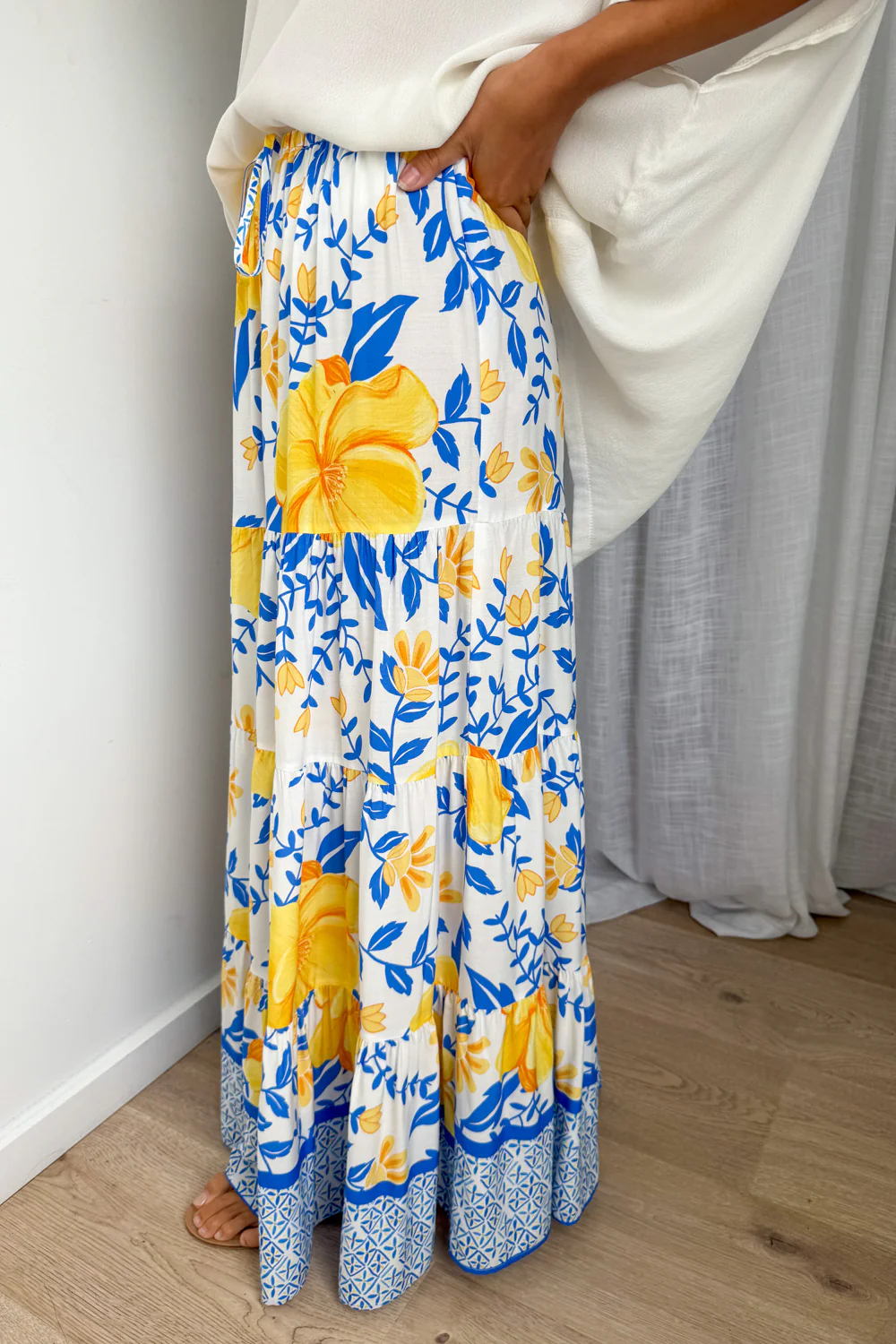Citra Bloom Skirt - Lemon Blue Print - Image 4