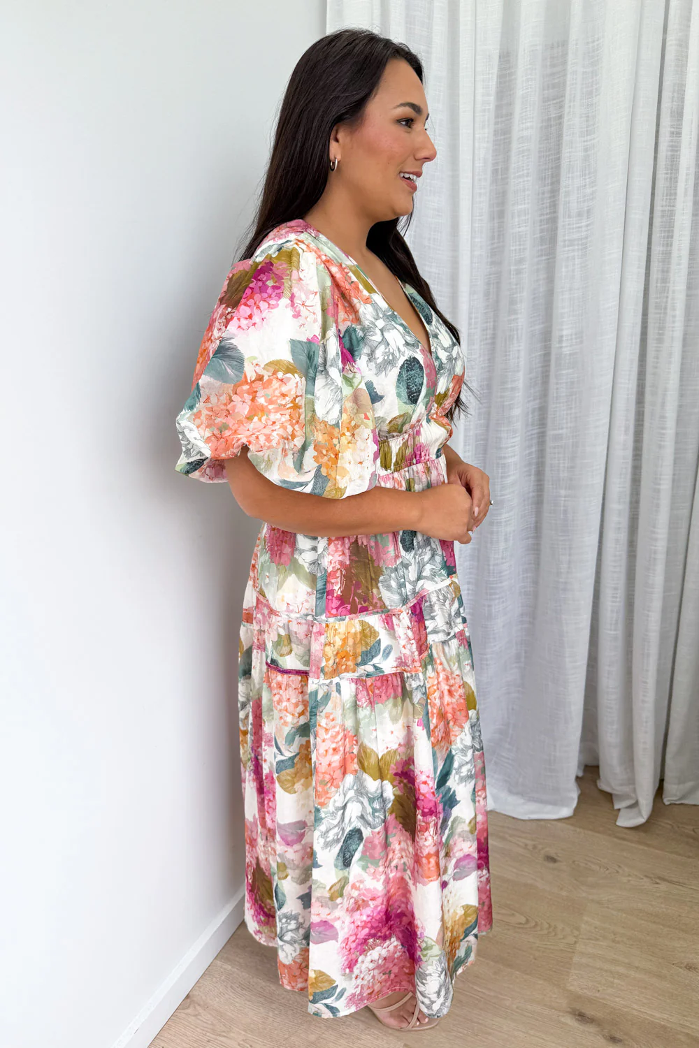 Clairemont Dress - Magenta Apricot Hydrangea - Image 10