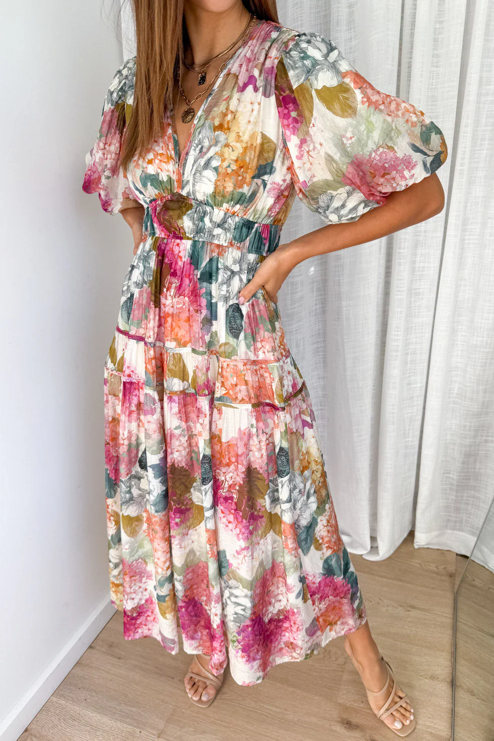 Clairemont Dress - Magenta Apricot Hydrangea - Image 2