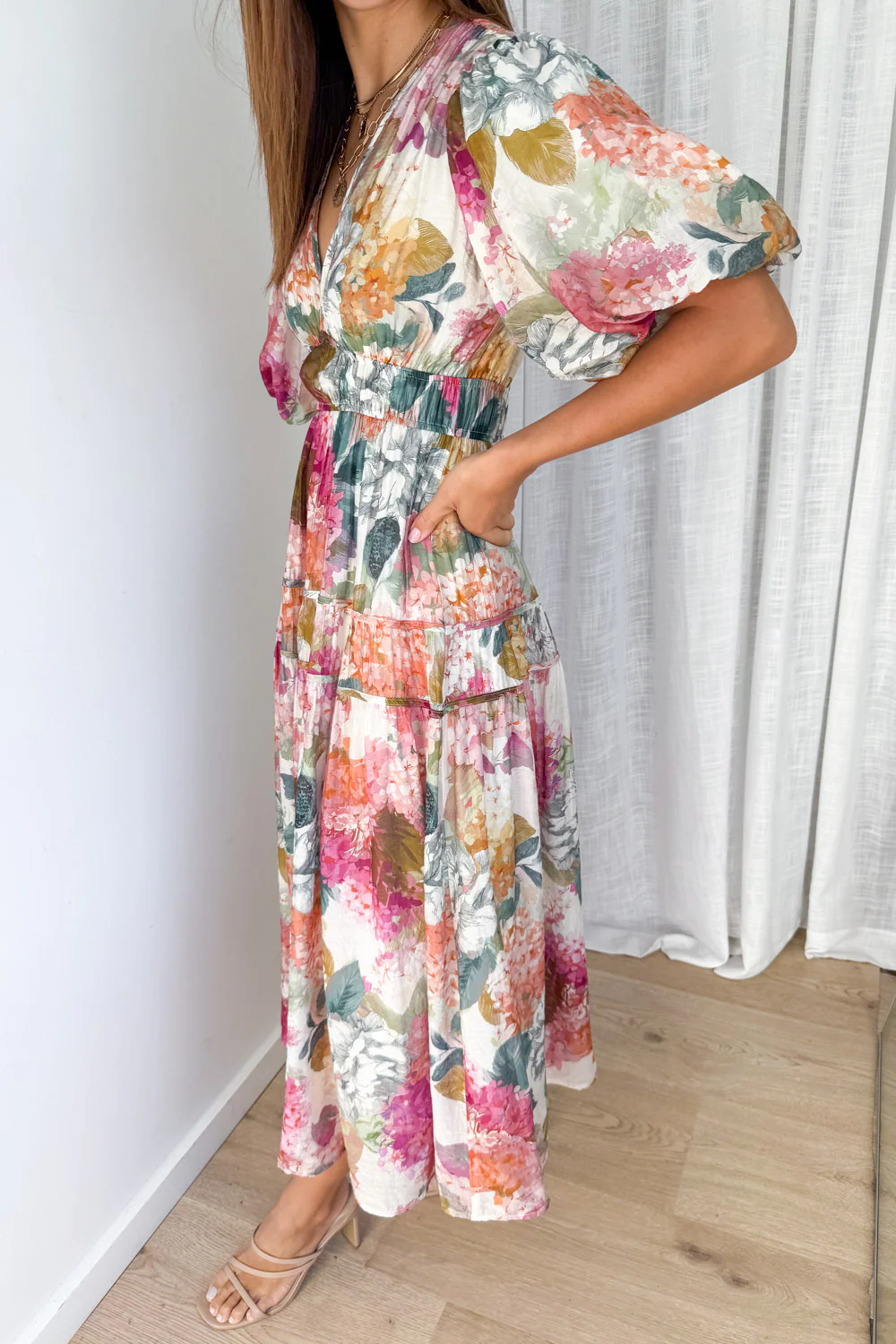 Clairemont Dress - Magenta Apricot Hydrangea - Image 3