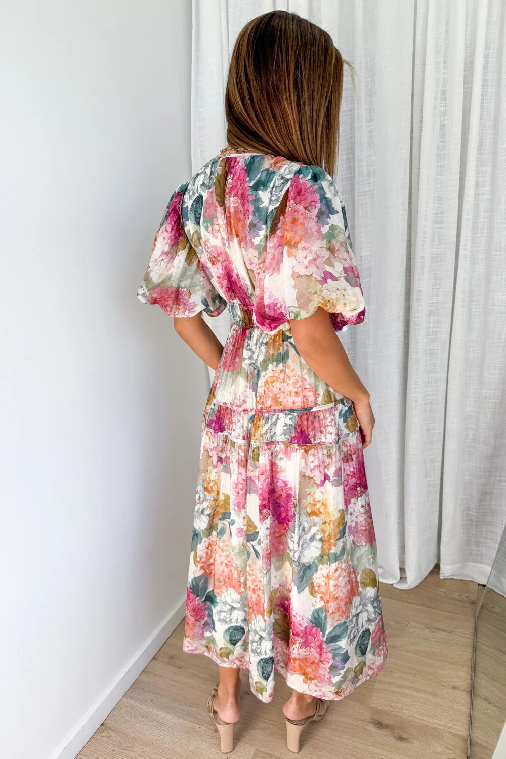 Clairemont Dress - Magenta Apricot Hydrangea - Image 5