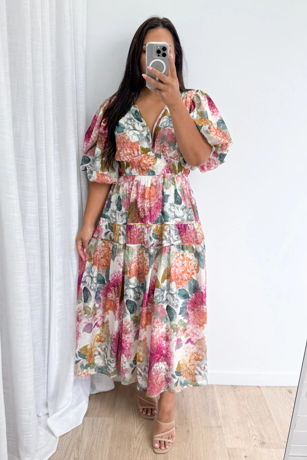 Clairemont Dress - Magenta Apricot Hydrangea - Image 7