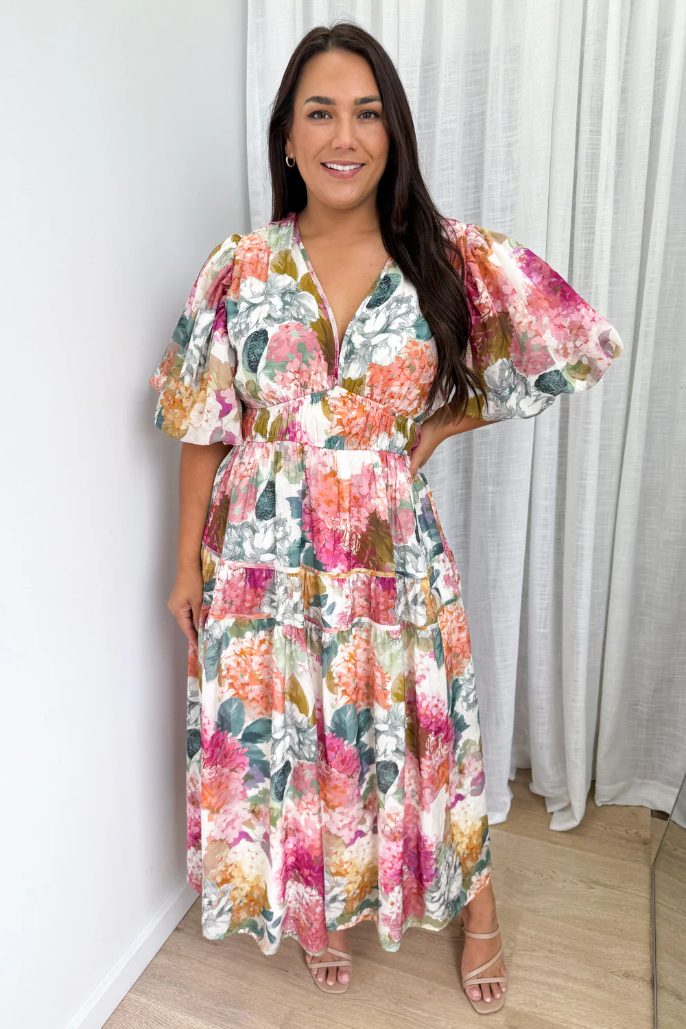 Clairemont Dress - Magenta Apricot Hydrangea - Image 8