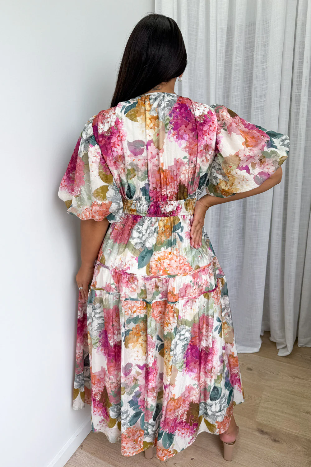 Clairemont Dress - Magenta Apricot Hydrangea - Image 9