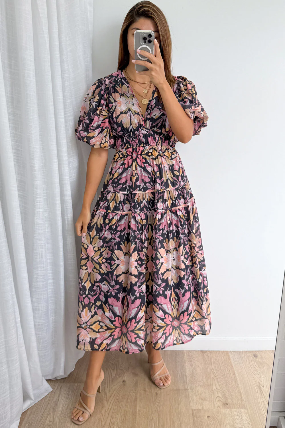 Clairemont Dress - Pink Amber Leaf - Image 2
