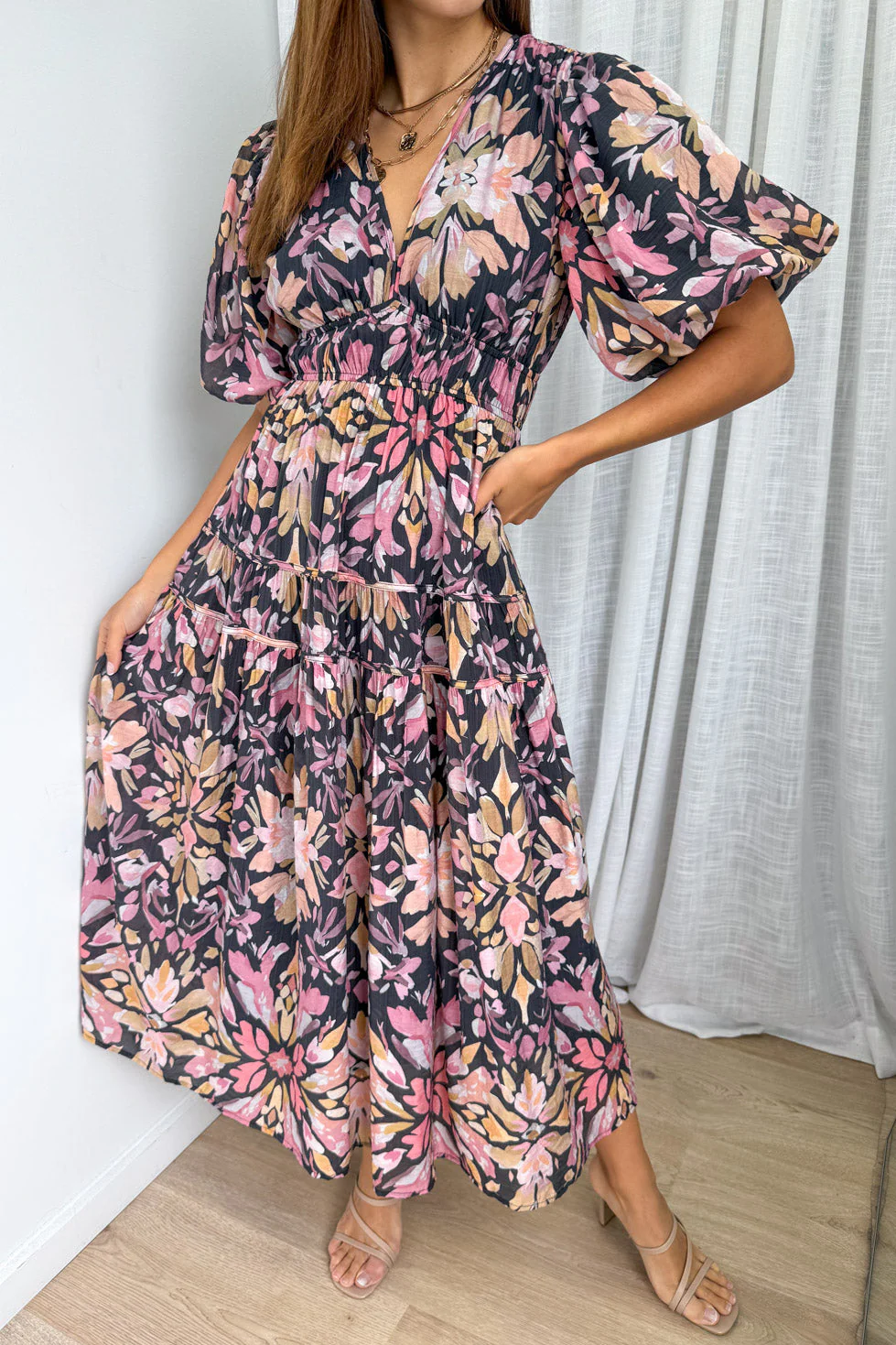 Clairemont Dress - Pink Amber Leaf - Image 3