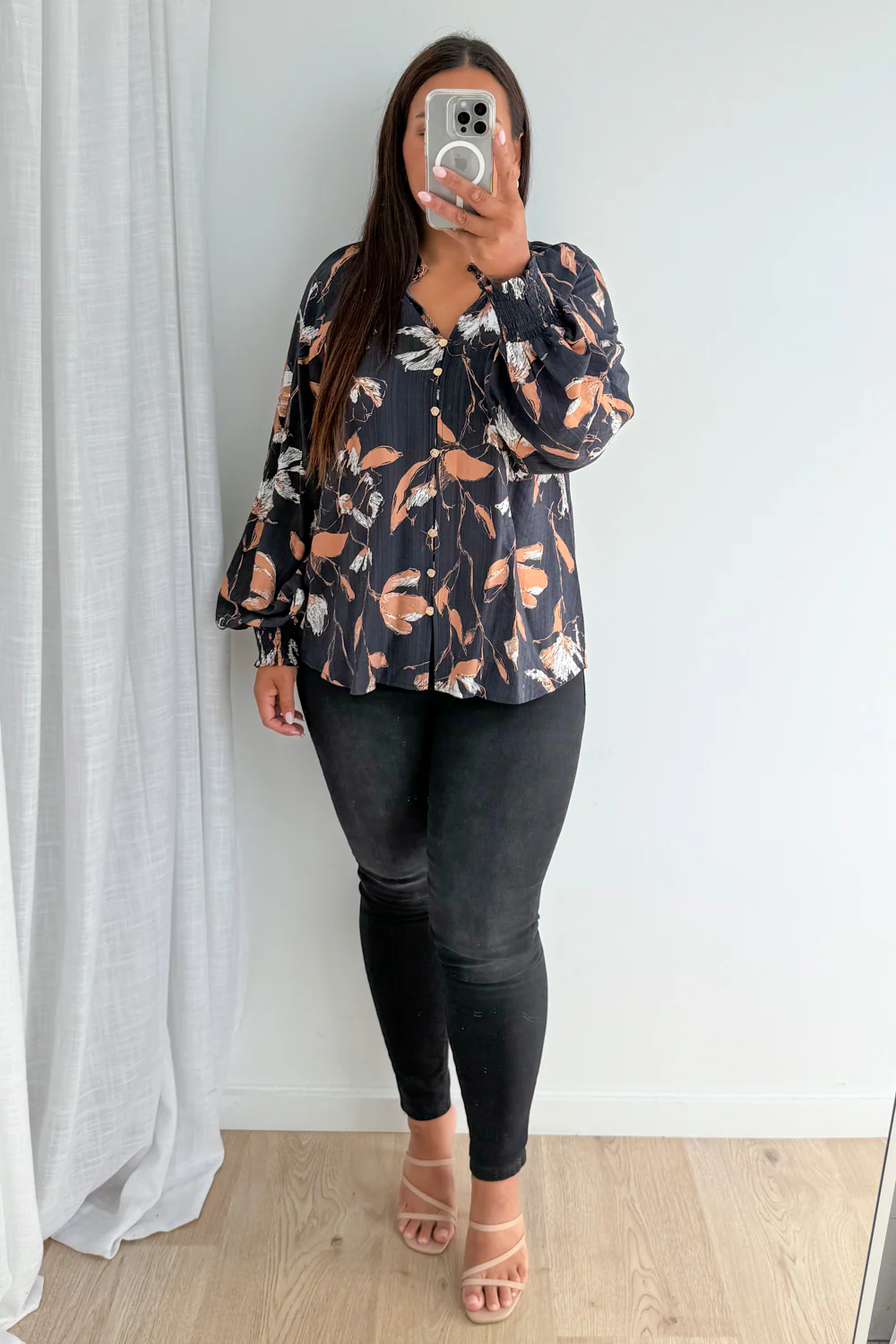 Clarissa Blouse - Black Tan Leaf - Image 10