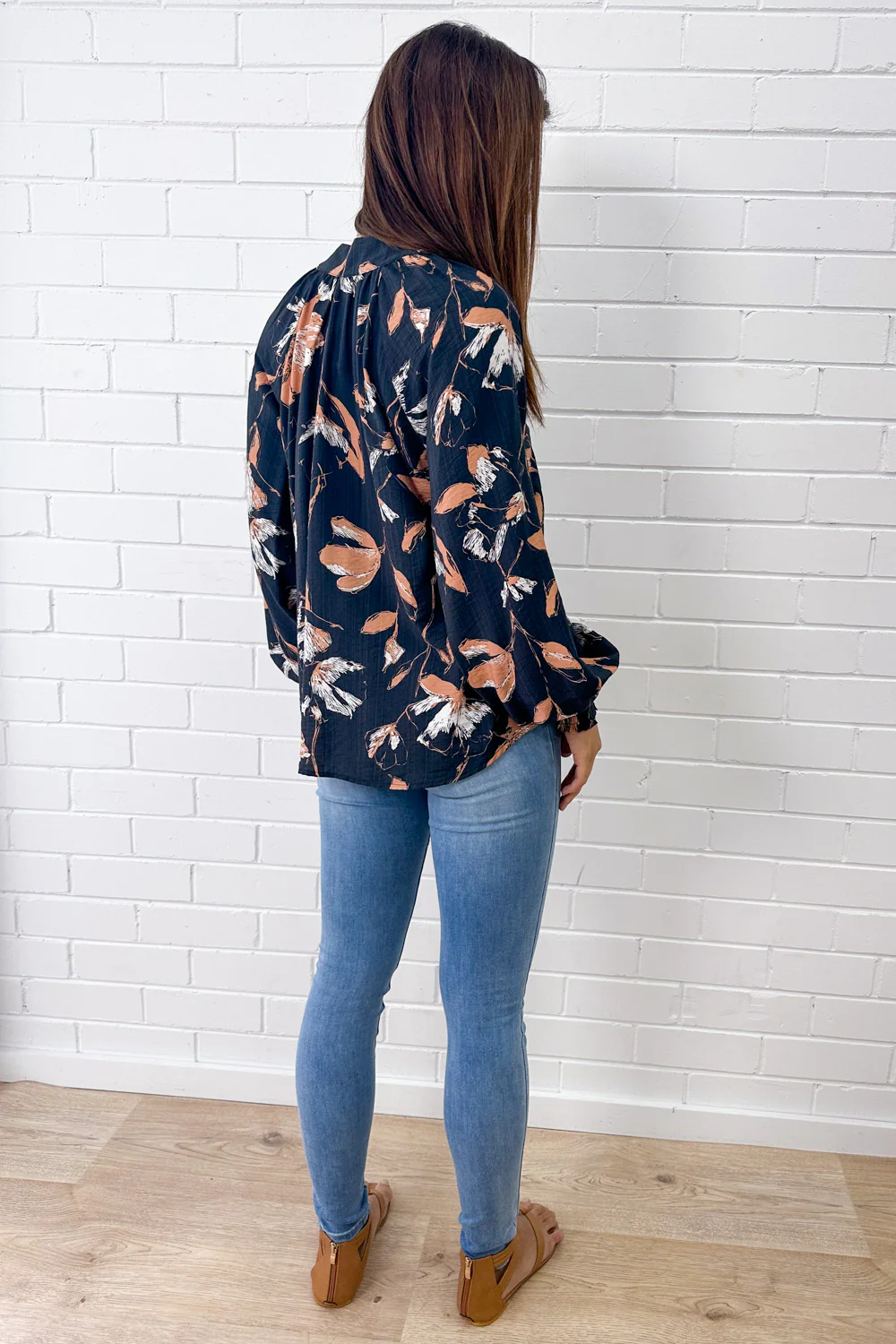 Clarissa Blouse - Black Tan Leaf - Image 5