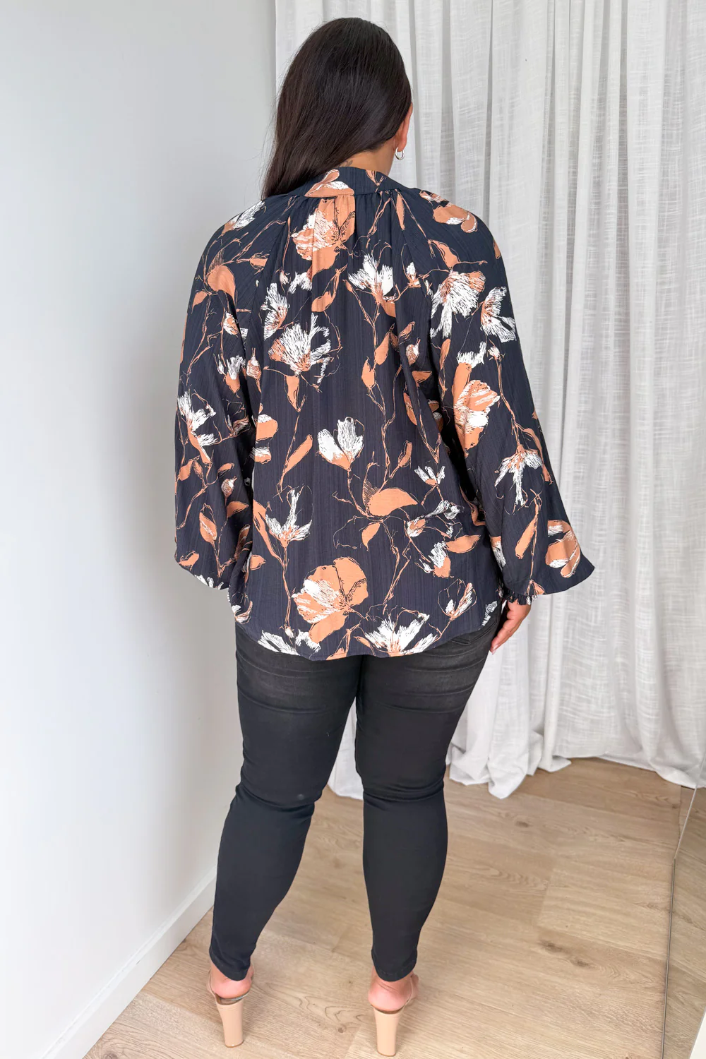 Clarissa Blouse - Black Tan Leaf - Image 9