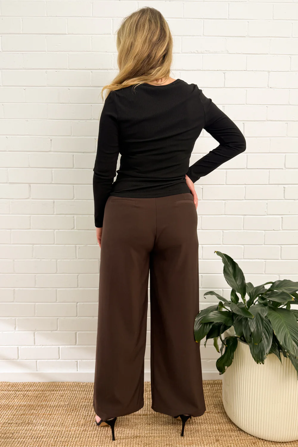 Classic Long Sleeve Rib Tee - Black - Image 10