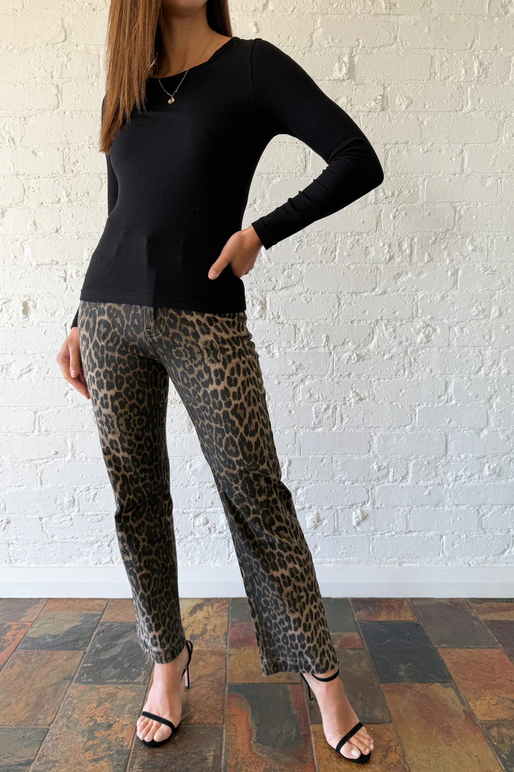 Classic Long Sleeve Rib Tee - Black - Image 4
