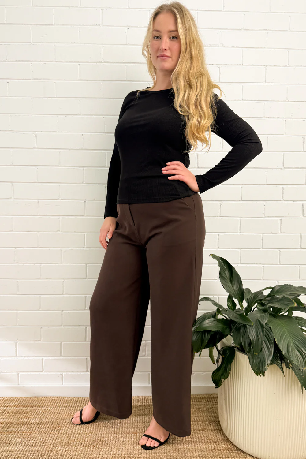 Classic Long Sleeve Rib Tee - Black - Image 9