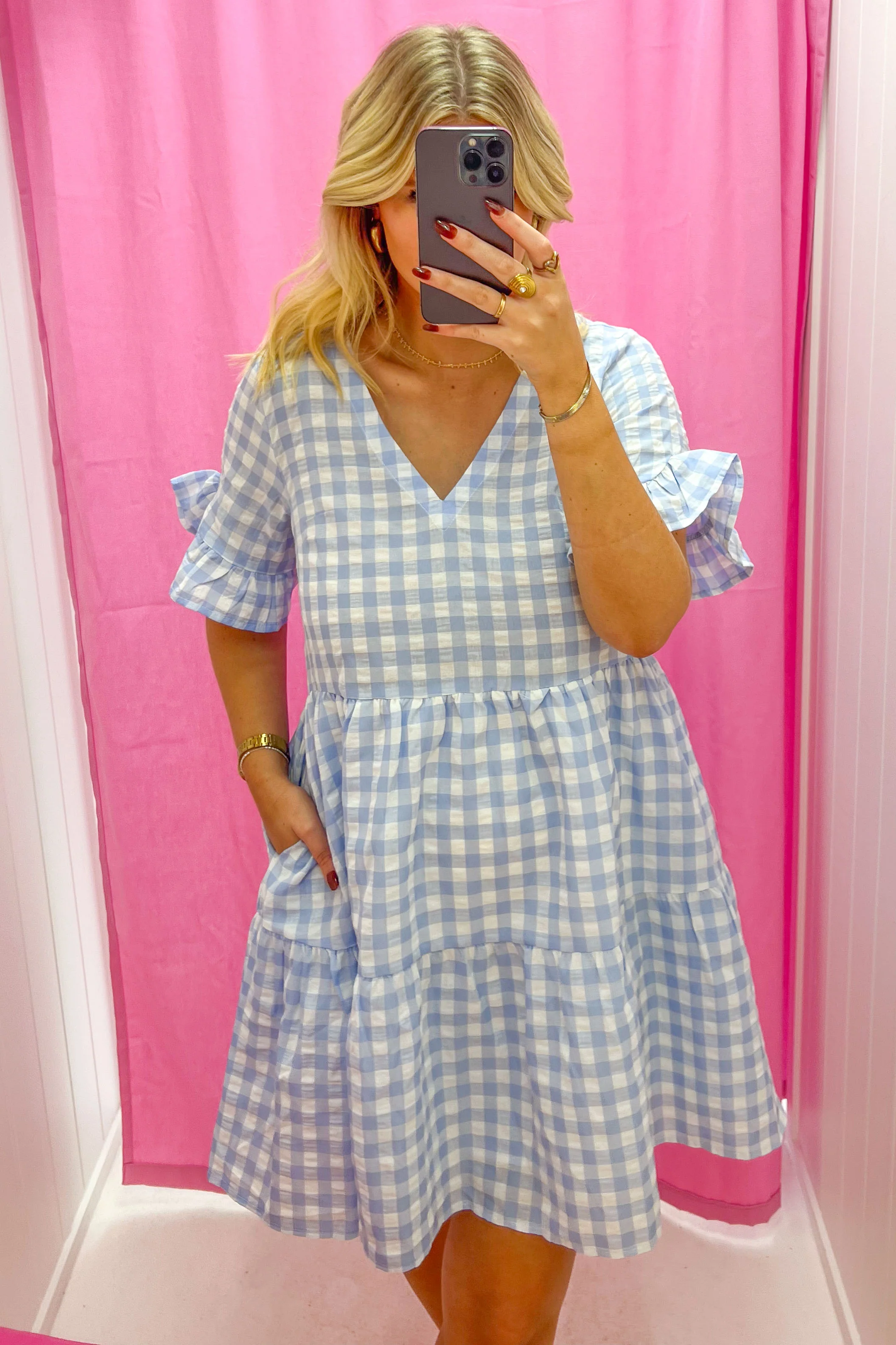 Colette Dress - Pale Blue Gingham - Image 14