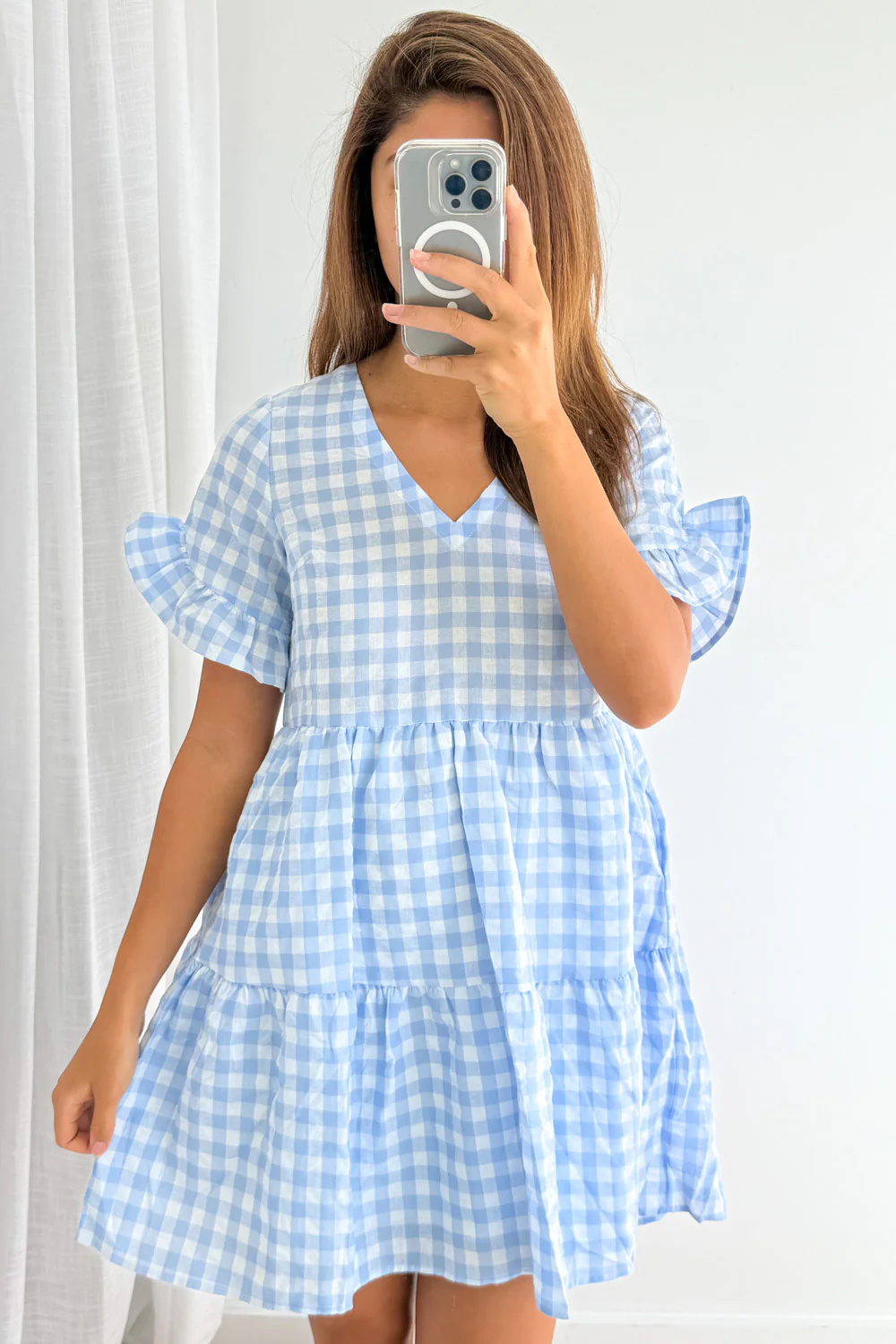 Colette Dress - Pale Blue Gingham - Image 6