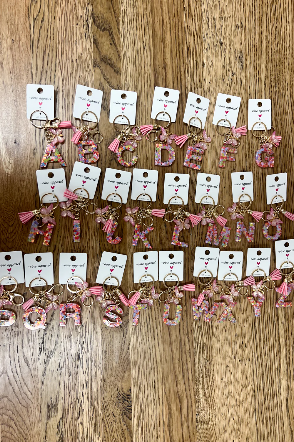 Confetti Initial Keyring - Pink Multi - Image 6