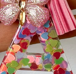 Confetti Initial Keyring - Pink Multi - Image 7