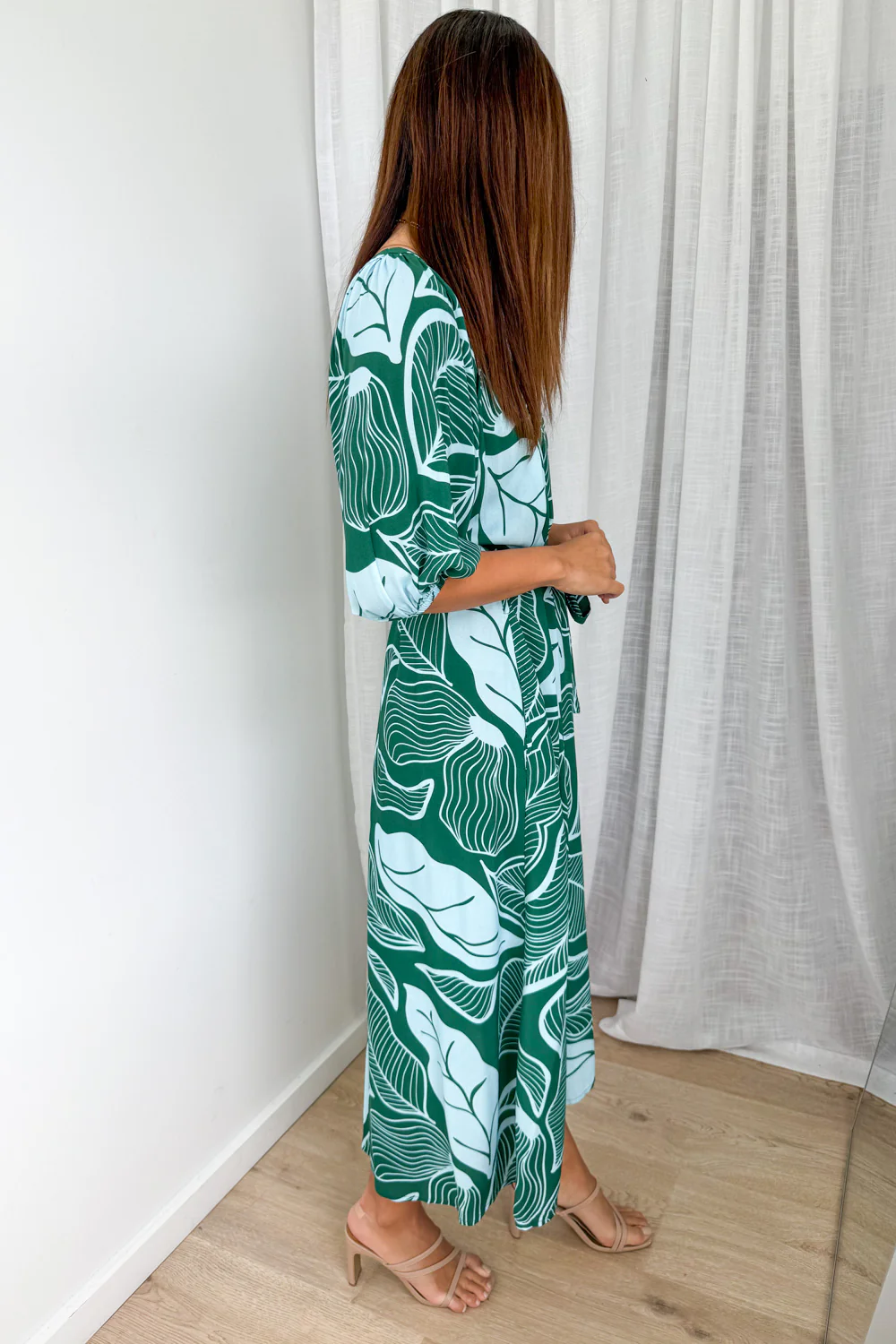 Connie Dress - Green Blue Palm - Image 4